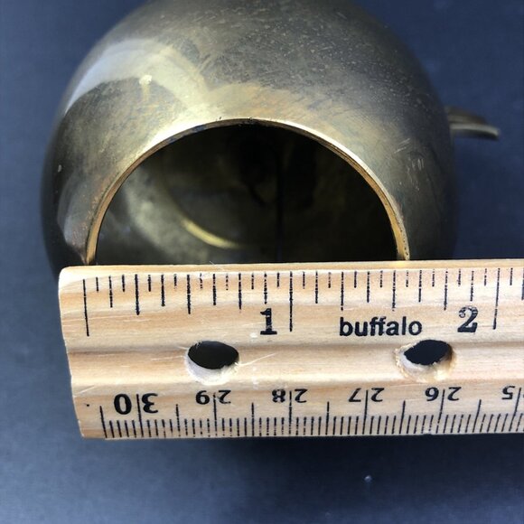 Brass Apple Bell Unpolished Natural Patina Home Decor School Teacher Gift IN - Picture 11 of 12